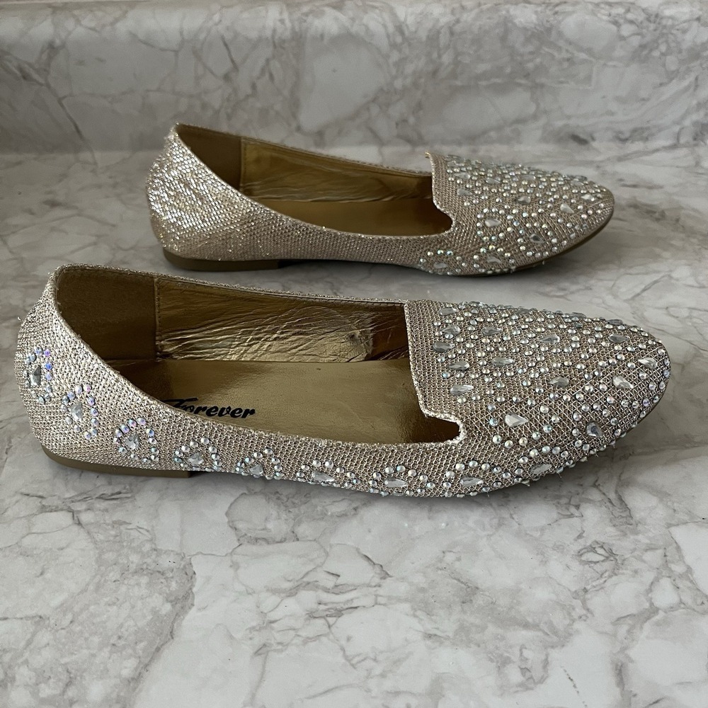 Embellished Pearl Bead Loafers in Champagne - Forever